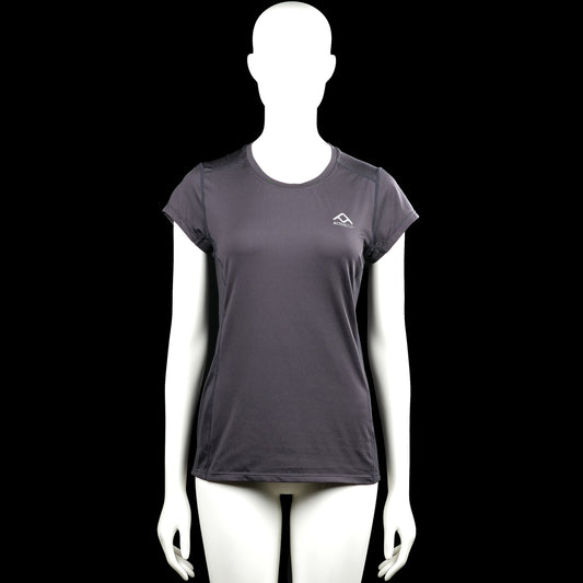 Activefit - T-shirt - Charcoal - Size S - Charcoal solid short-sleeve top with a round neck and plain sleeve cuffs. Straight hem with visible seam detailing and a small chest logo.