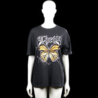 Fb Sister - T-shirt - Black - Size XS - Black short-sleeve T-shirt with a round neck and straight hem. Features a large front graphic print with lettering and a butterfly.