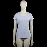 Janina - T-shirt - Light Blue - Size 38 - Light blue solid top with a scoop neckline and short sleeves. Straight hem with no visible closures.