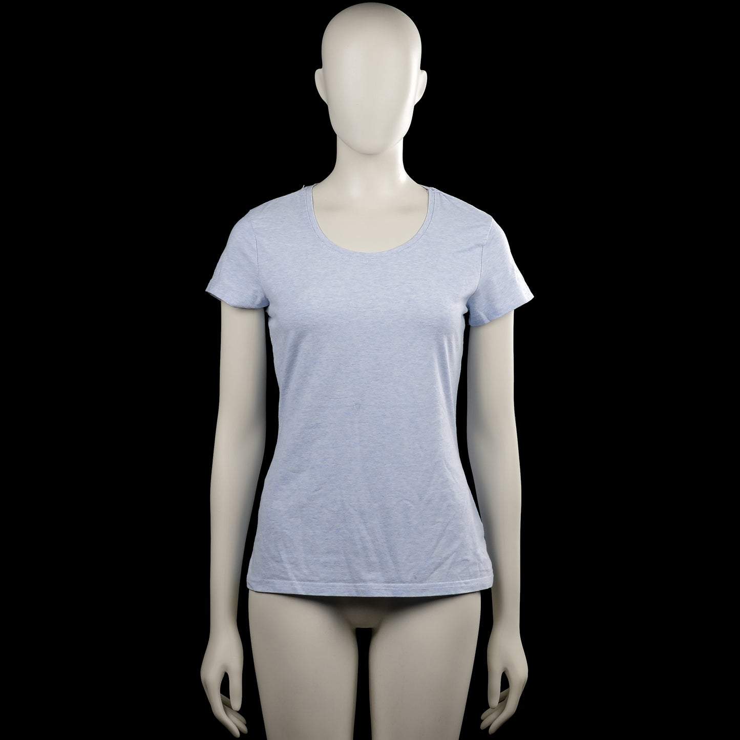 Janina - T-shirt - Light Blue - Size 38 - Light blue solid top with a scoop neckline and short sleeves. Straight hem with no visible closures.