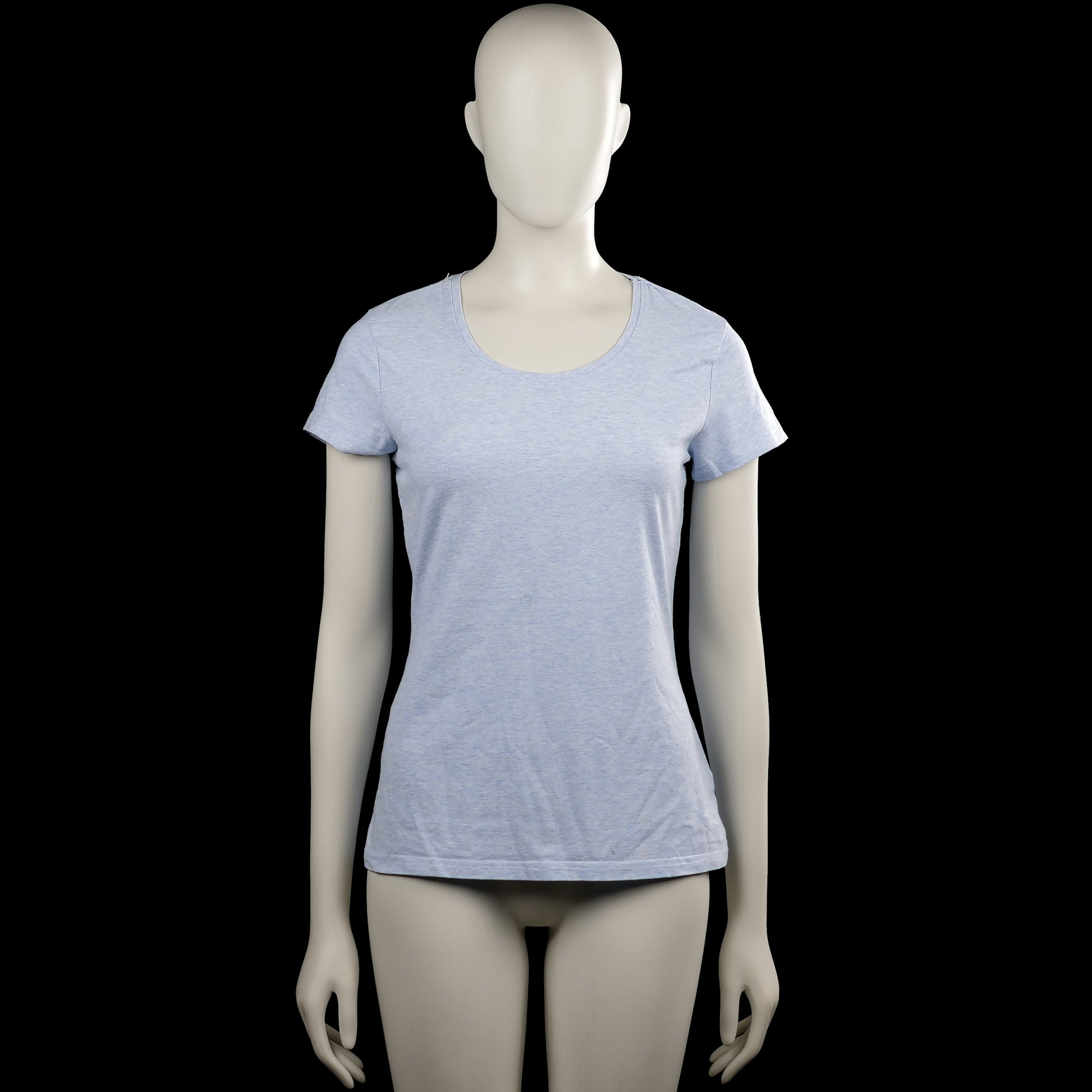 Janina - T-shirt - Light Blue - Size 38 - Light blue solid top with a scoop neckline and short sleeves. Straight hem with no visible closures.