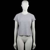 Basic - T-shirt - Light Gray - Size S - Light gray solid T-shirt with a round neck and short sleeves. Straight hem with no visible closures or pockets.