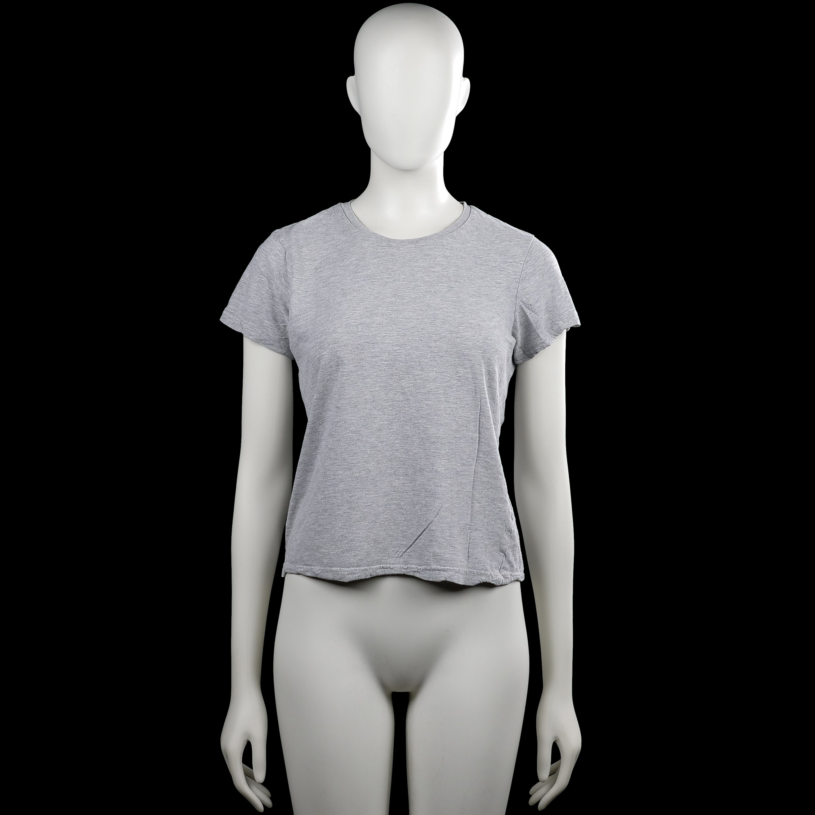Basic - T-shirt - Light Gray - Size S - Light gray solid T-shirt with a round neck and short sleeves. Straight hem with no visible closures or pockets.