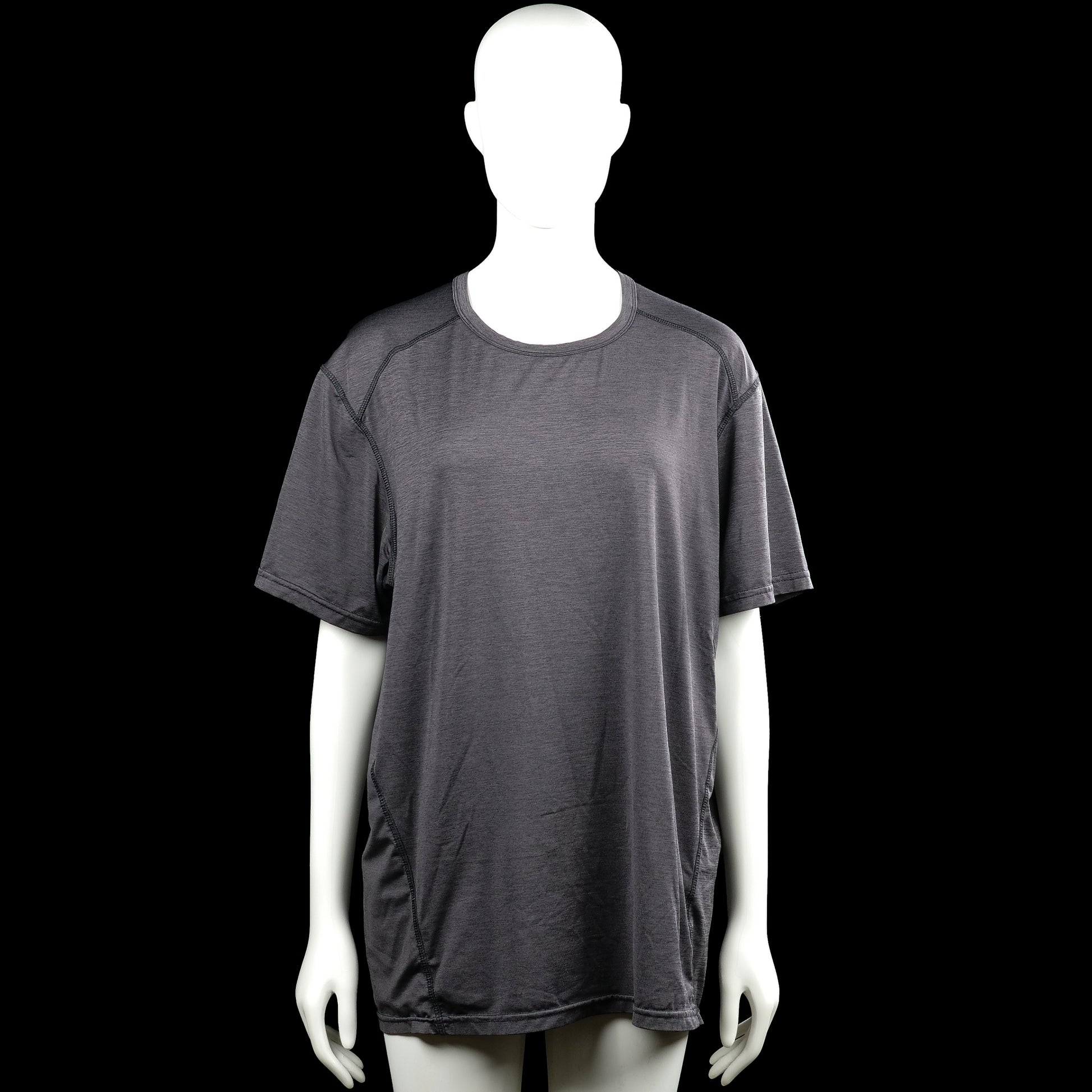 Otp - T-shirt - Dark Gray - Size XL - Dark gray solid top with a round neck and short sleeves. Features visible seam detailing and a straight hem.