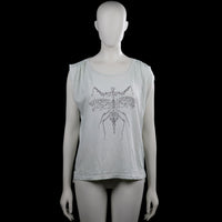 Edc - T-shirt - Light Gray - Size M - Light gray sleeveless top with a round neckline and straight hem. Features a large insect graphic on the front with studded embellishment.