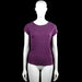 Esprit - T-shirt - Purple - Size XS - Purple solid short-sleeve top with a round neckline and straight hem. Small stud-like embellishments are scattered across the front.