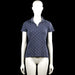 Pescara - T-shirt - Navy & White - Size M - Navy polo shirt with short sleeves and a polo collar with a V-slit opening. Features an all-over small white print and a straight hem.