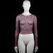 Long-sleeve top - Black & Pink - Size XS - Black long-sleeve top with an all-over pink floral pattern and a round neckline. Straight hem and plain cuffs.