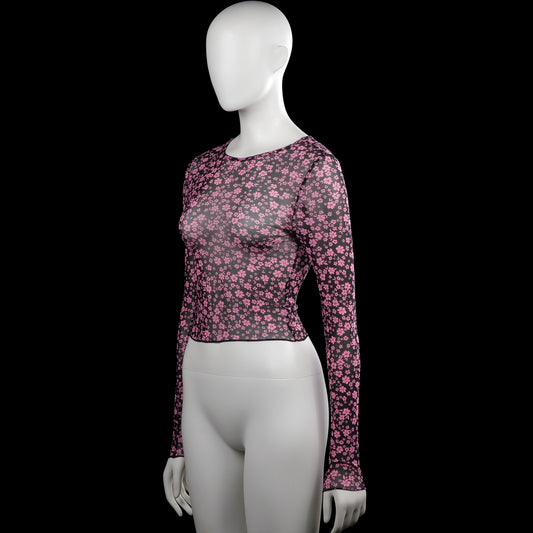 Long-sleeve top - Black & Pink - Size XS