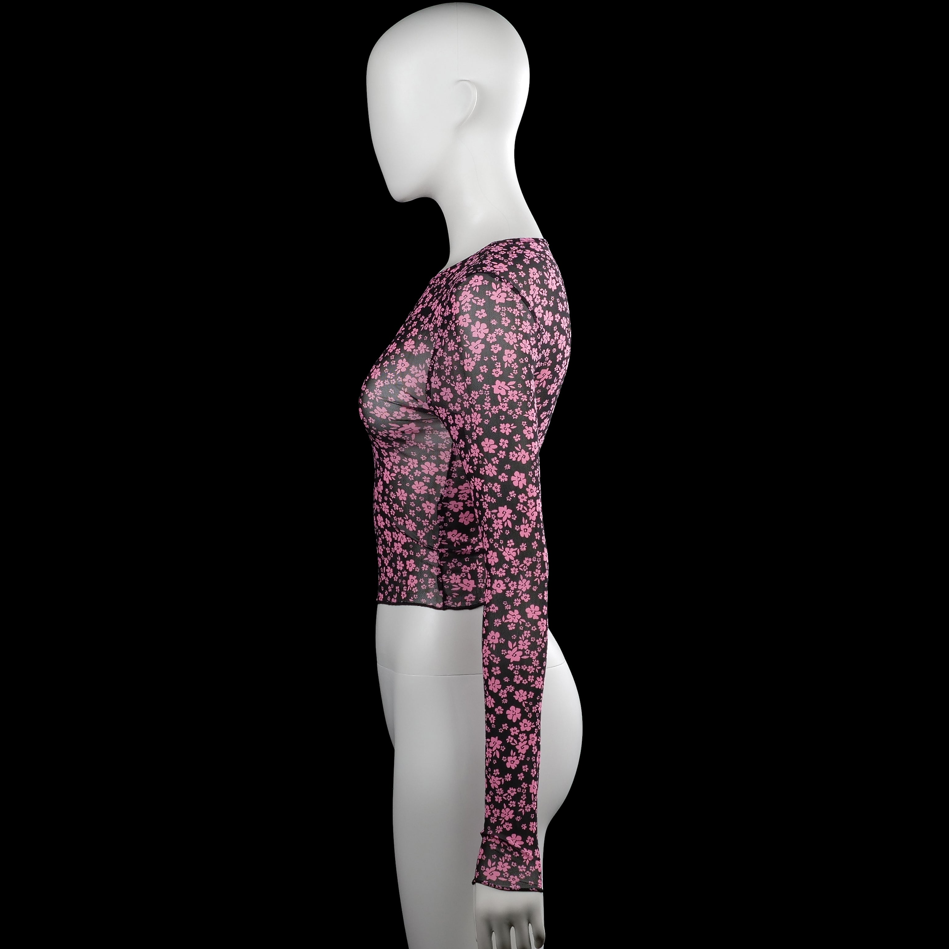 Long-sleeve top - Black & Pink - Size XS