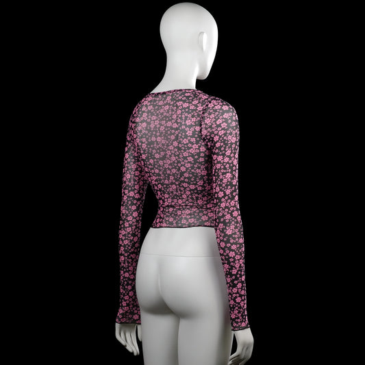 Long-sleeve top - Black & Pink - Size XS