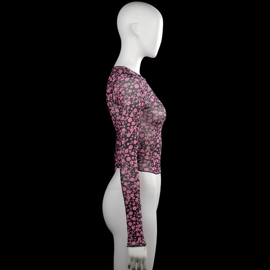 Long-sleeve top - Black & Pink - Size XS