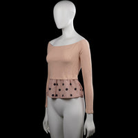 Long-sleeve top - Beige & Pink - Size S