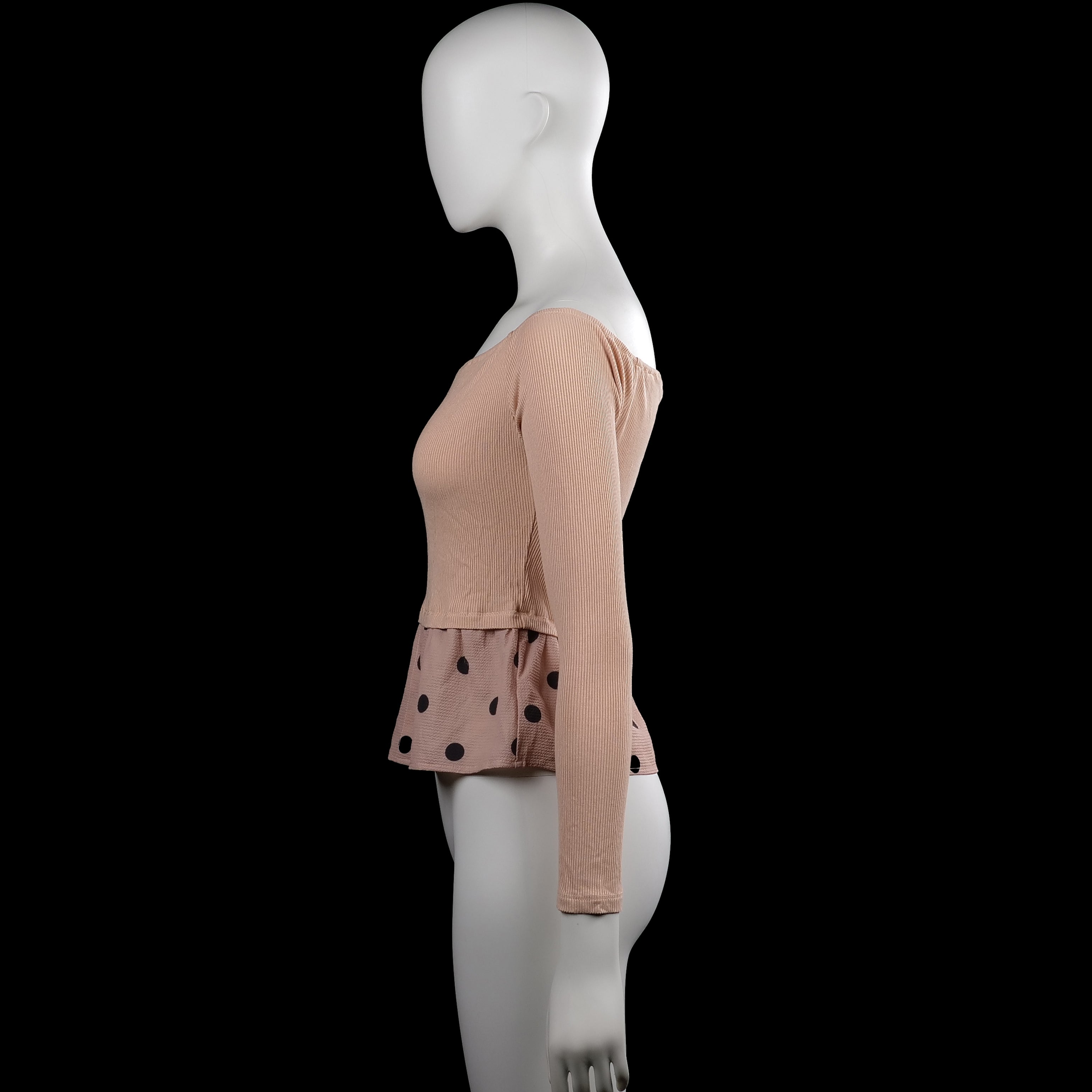 Long-sleeve top - Beige & Pink - Size S