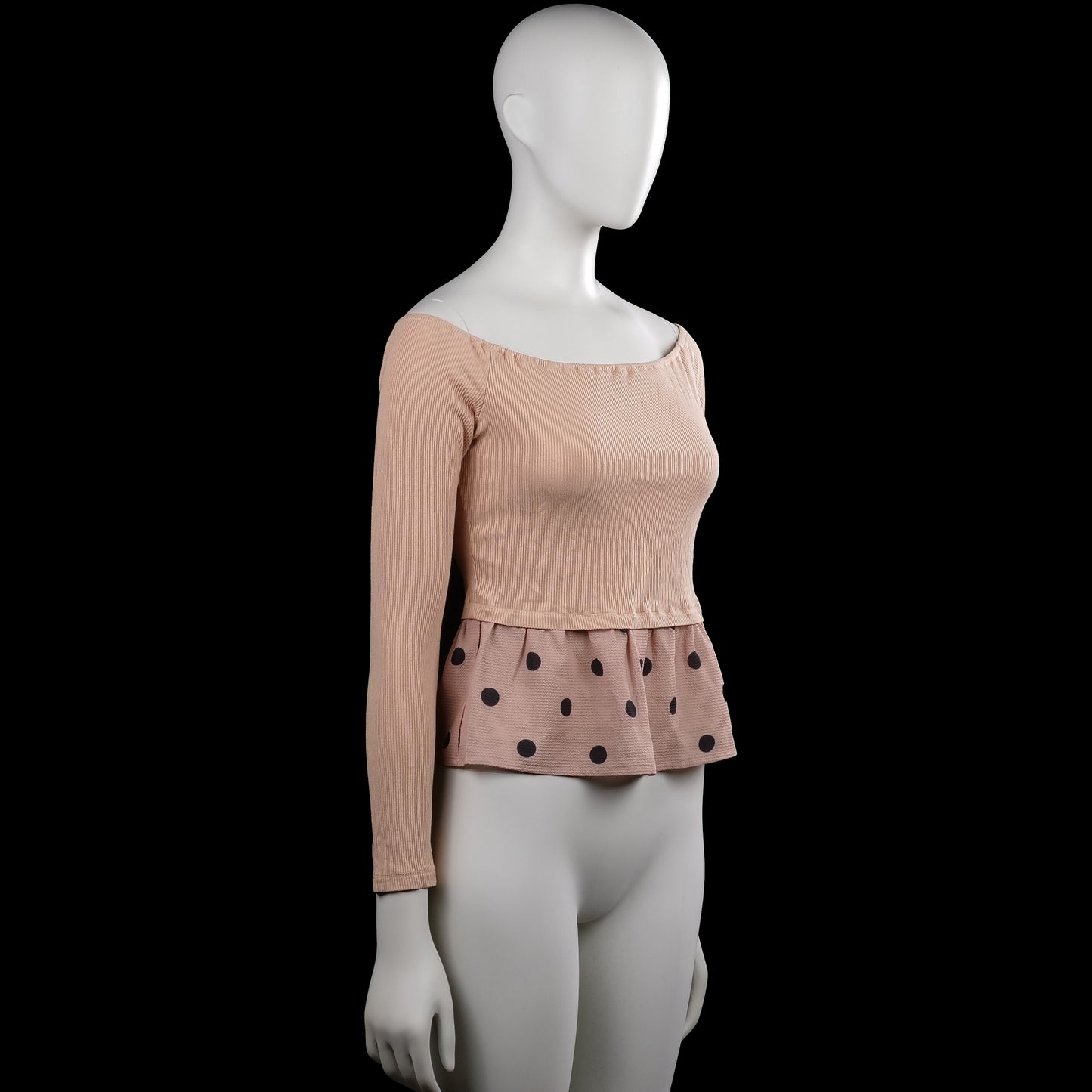 Long-sleeve top - Beige & Pink - Size S