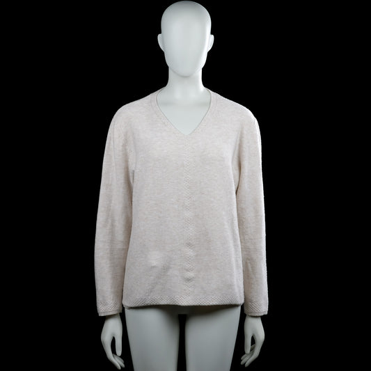 Street one - Long-sleeve top - Ivory - Size 44 - Ivory solid long-sleeve sweater with a V-neckline. Ribbed cuffs and a straight hem.