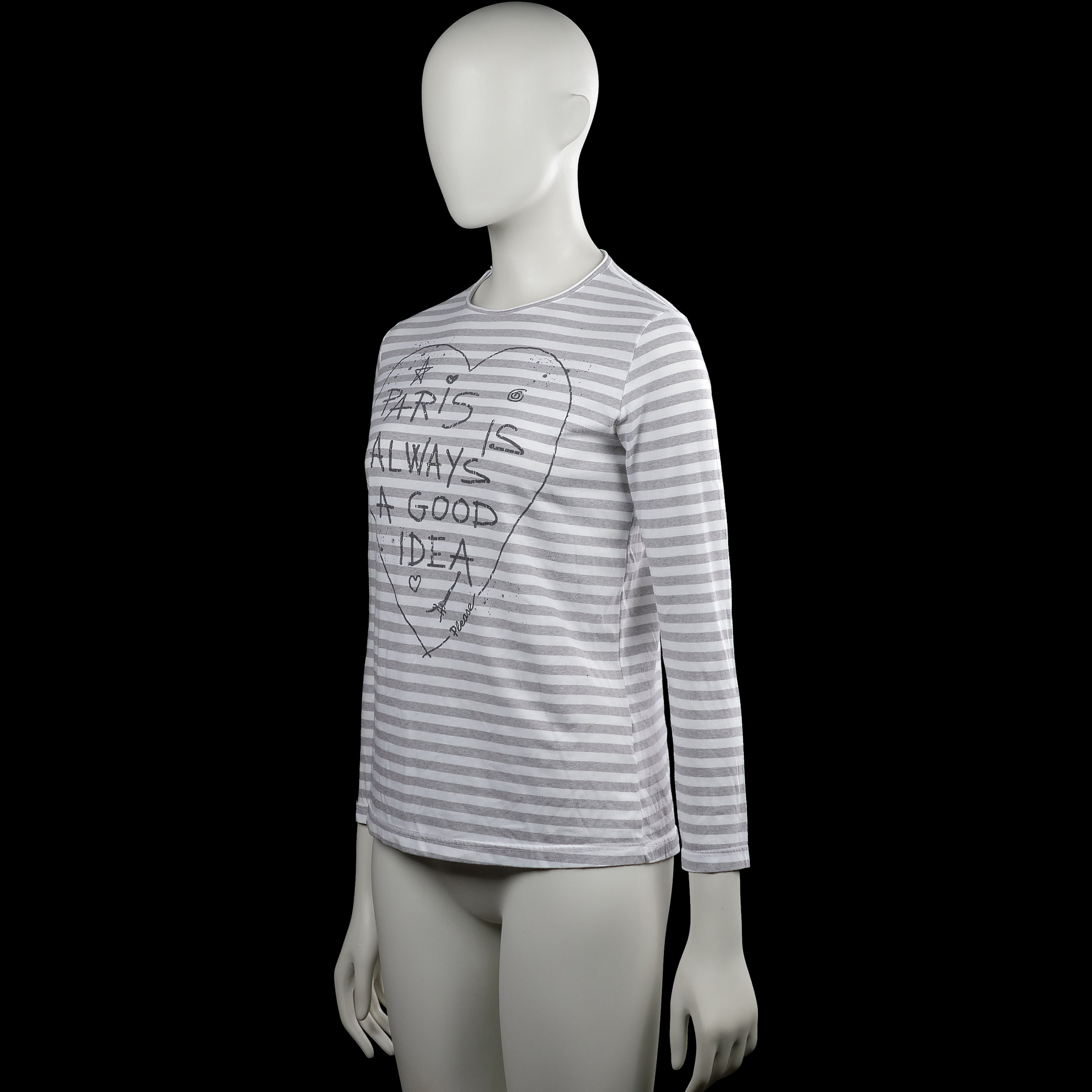 Long-sleeve top - White & Light Gray - Size M