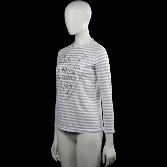 Long-sleeve top - White & Light Gray - Size M