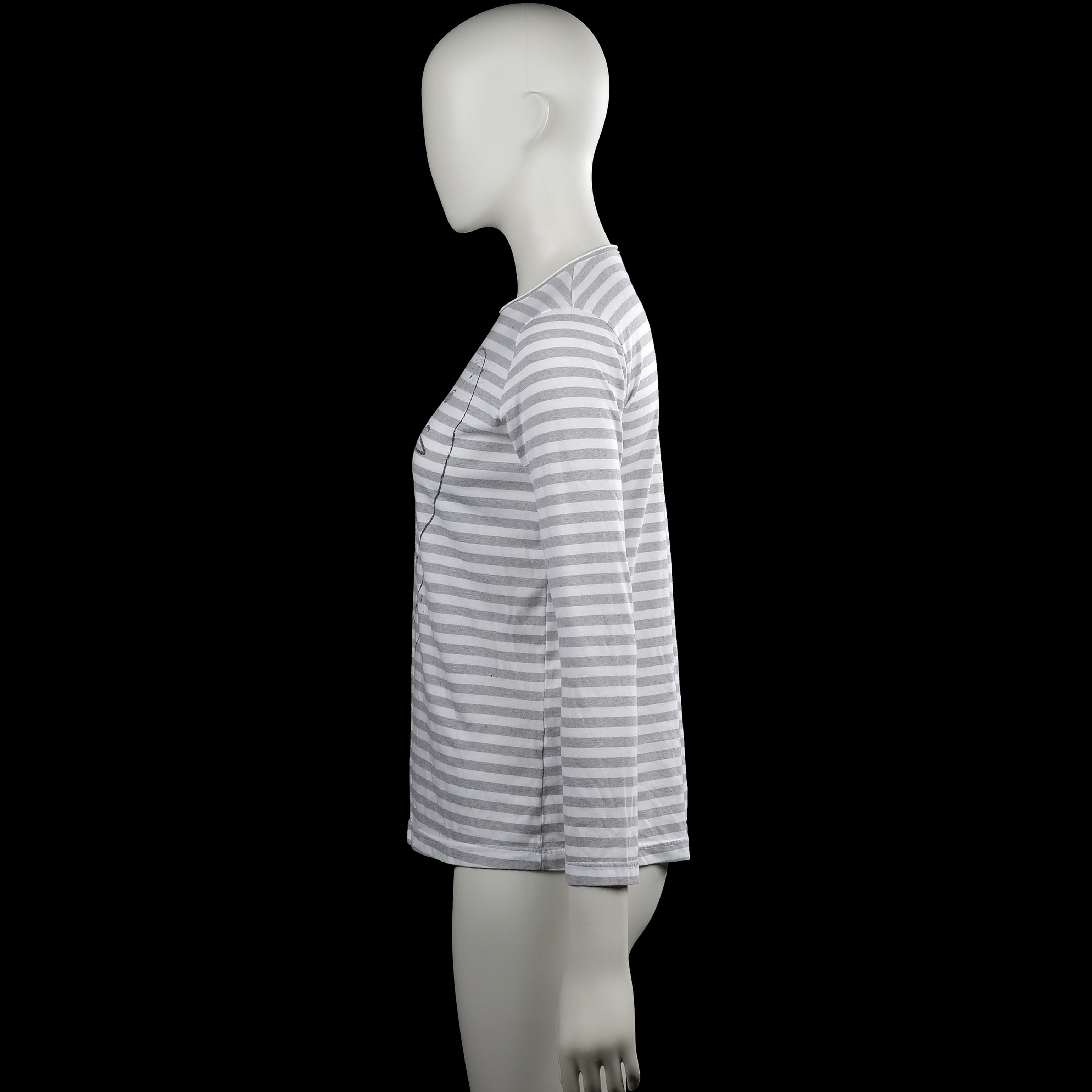 Long-sleeve top - White & Light Gray - Size M