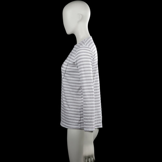 Long-sleeve top - White & Light Gray - Size M