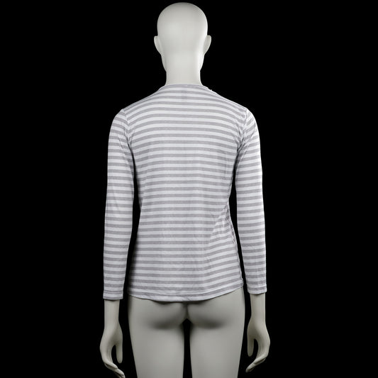 Long-sleeve top - White & Light Gray - Size M