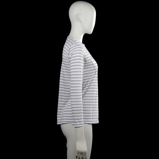 Long-sleeve top - White & Light Gray - Size M