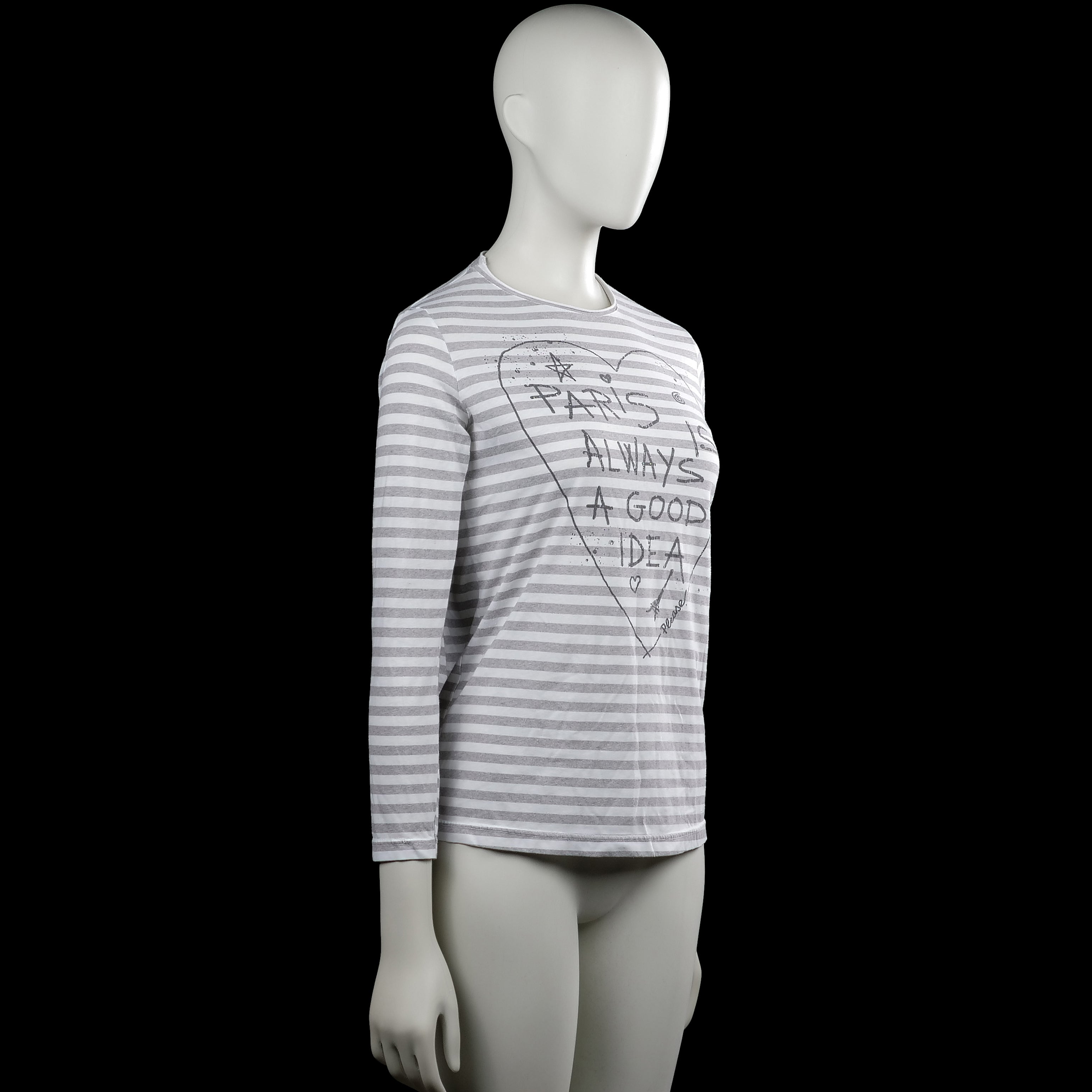 Long-sleeve top - White & Light Gray - Size M
