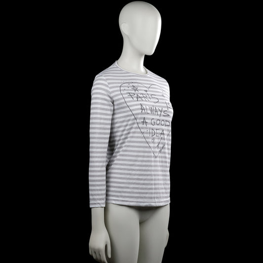 Long-sleeve top - White & Light Gray - Size M