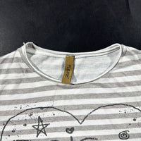 Long-sleeve top - White & Light Gray - Size M