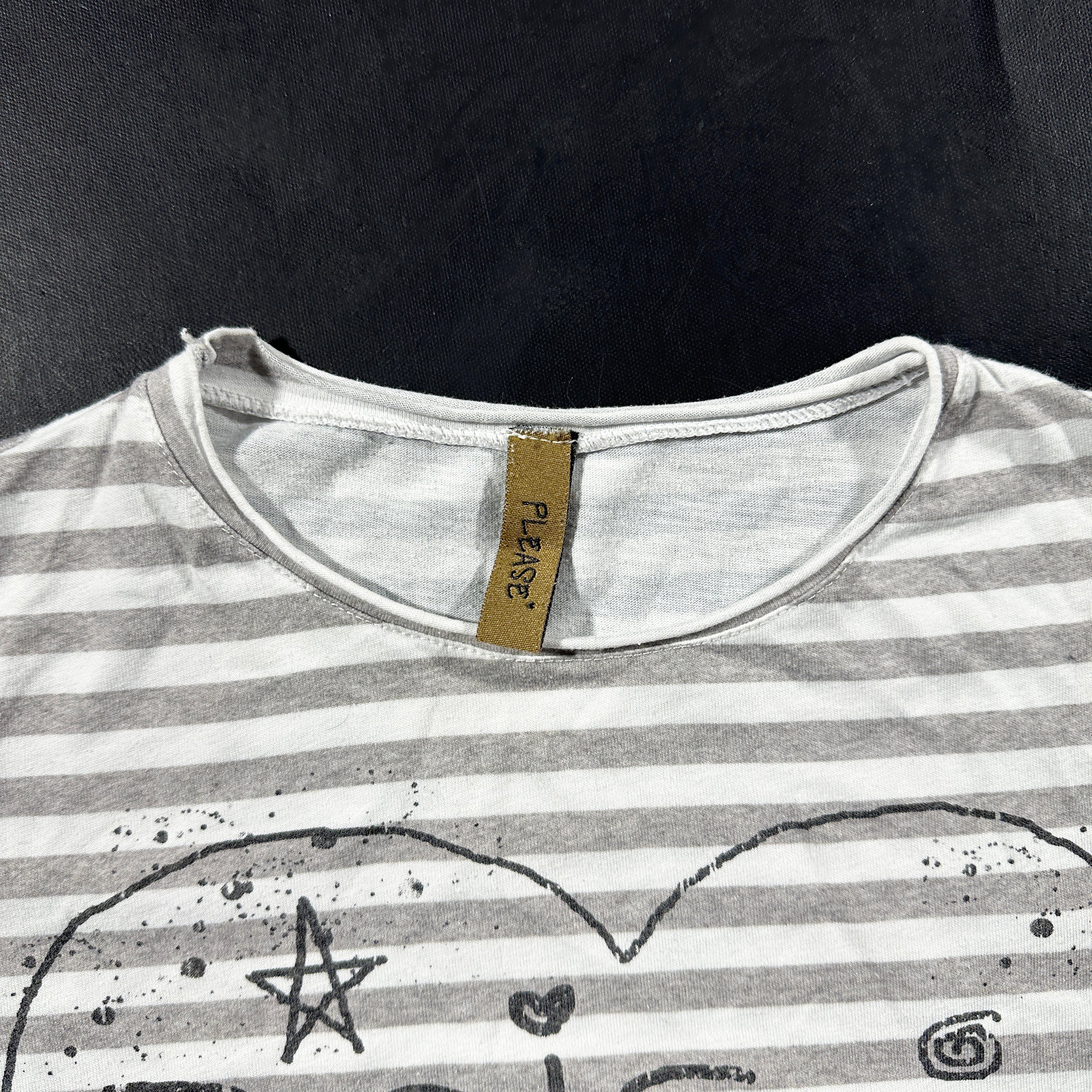 Long-sleeve top - White & Light Gray - Size M