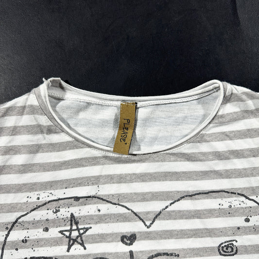 Long-sleeve top - White & Light Gray - Size M