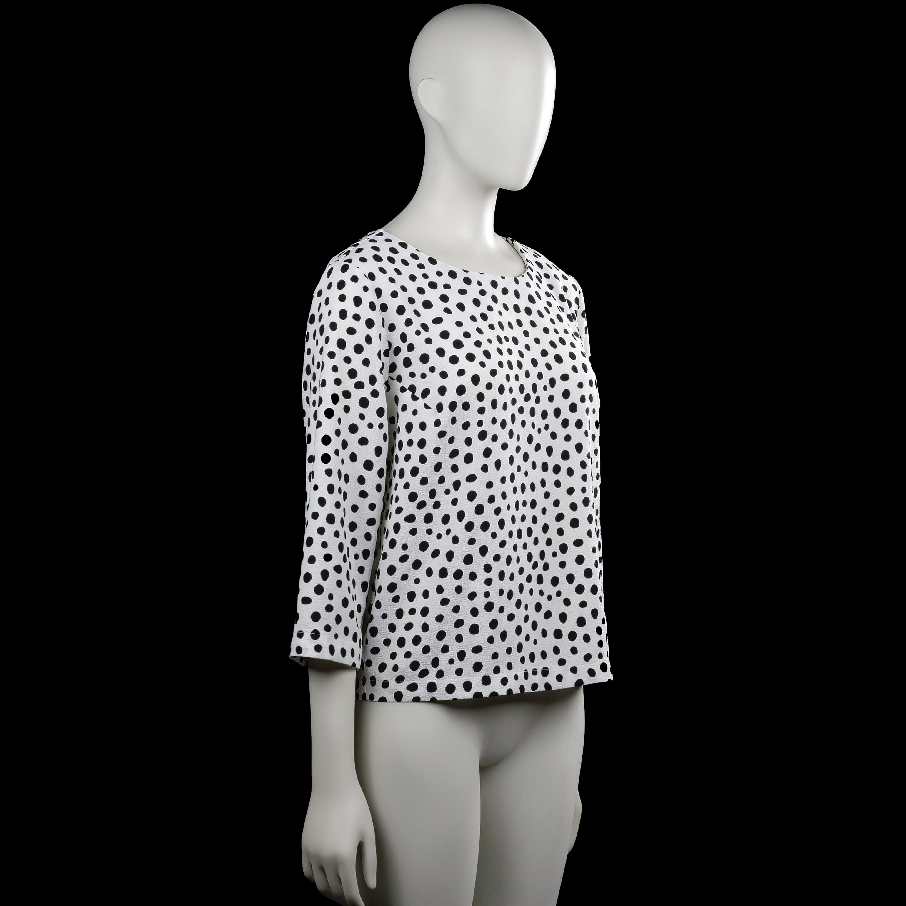 Long-sleeve top - White & Black - Size 38