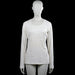 Ms Mode - Long-sleeve top - White - Size L - White solid long-sleeve top with a scoop neckline and straight hem. Features tonal floral embroidery on the front and plain cuffs.