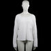 157 - Long-sleeve top - White - Size M - White solid long-sleeve top with a wide boat neckline and a chest patch pocket. Straight hem and plain cuffs with no visible closures.