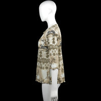 Long-sleeve top - Beige & Brown - Size L