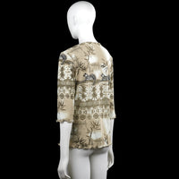Long-sleeve top - Beige & Brown - Size L