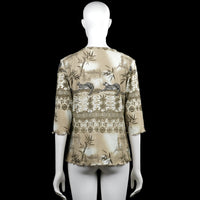Long-sleeve top - Beige & Brown - Size L