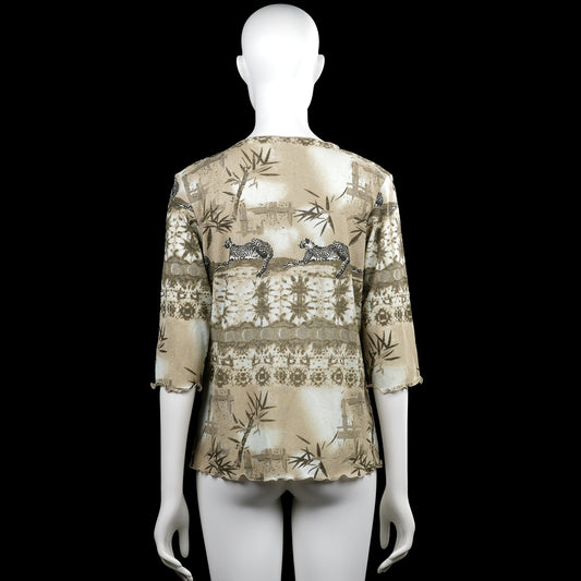 Long-sleeve top - Beige & Brown - Size L