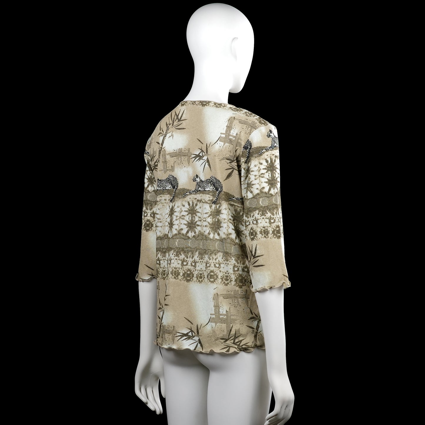 Long-sleeve top - Beige & Brown - Size L