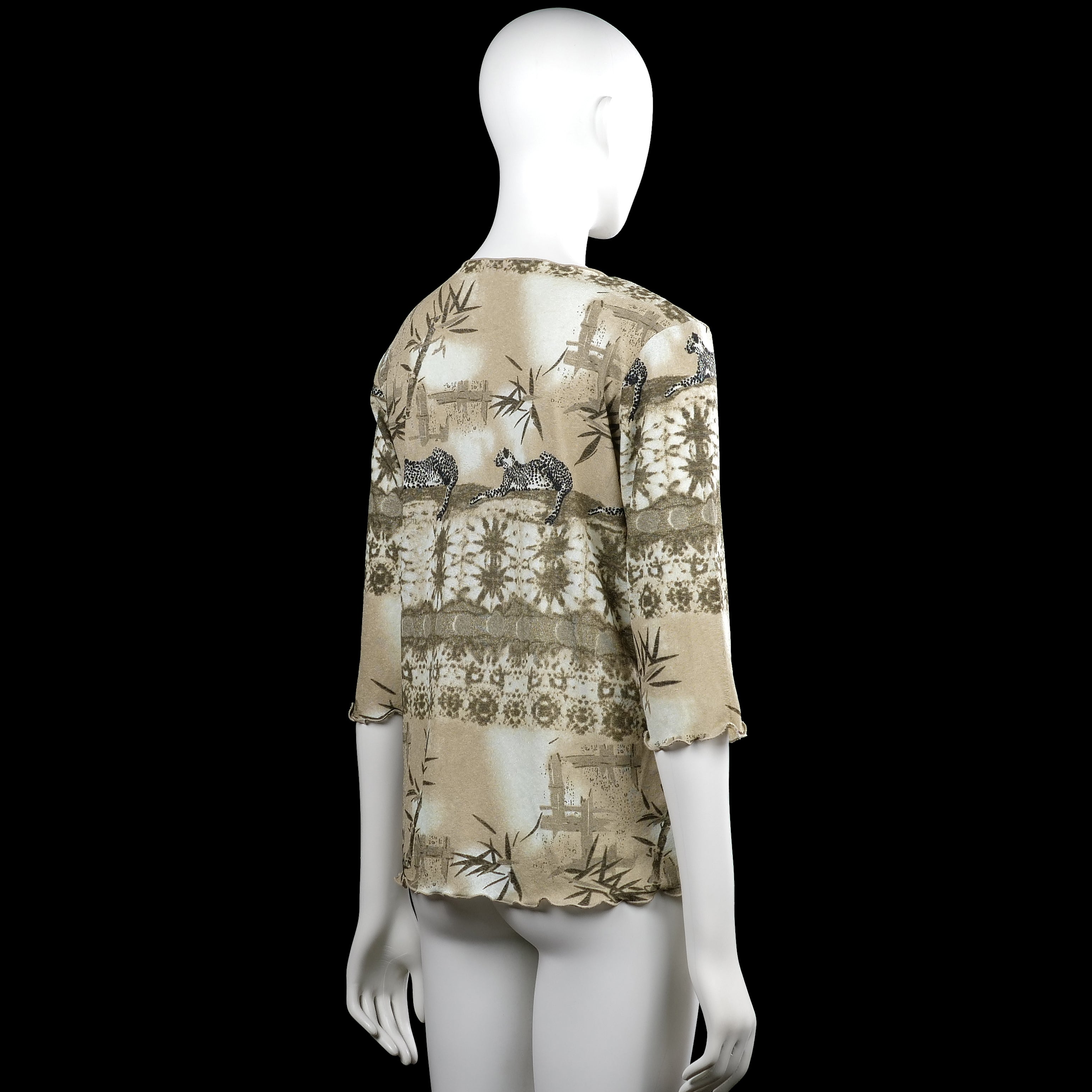 Long-sleeve top - Beige & Brown - Size L