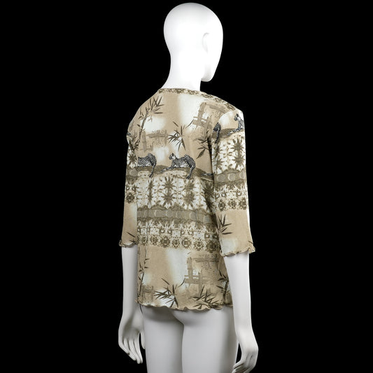 Long-sleeve top - Beige & Brown - Size L
