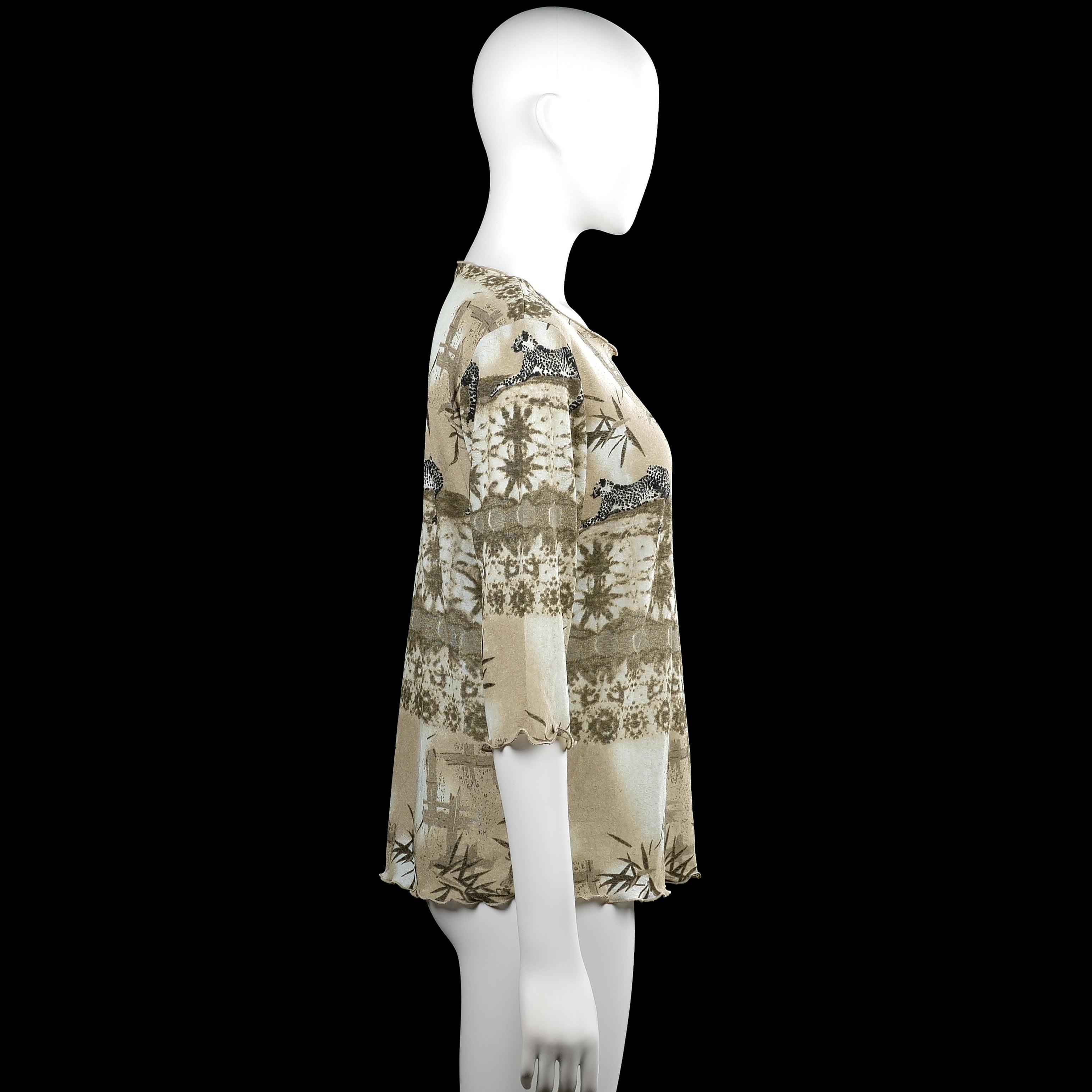 Long-sleeve top - Beige & Brown - Size L