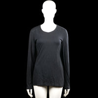 Rosmer - Long-sleeve top - Black - Size 40 - Black solid long-sleeve top with a scoop neckline and plain cuffs. Straight hem with tonal embroidered swirl detailing around the neckline.