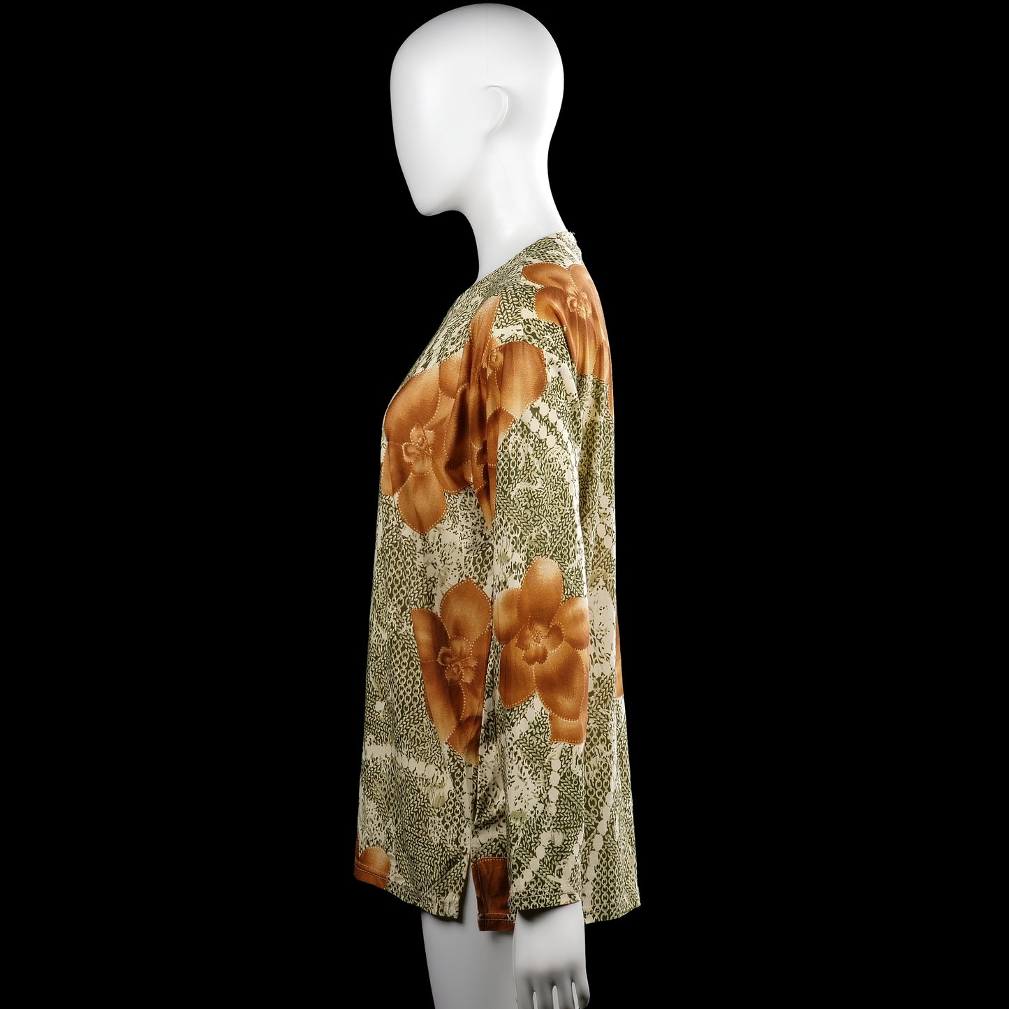 Long-sleeve top - Olive & Brown - Size M, L