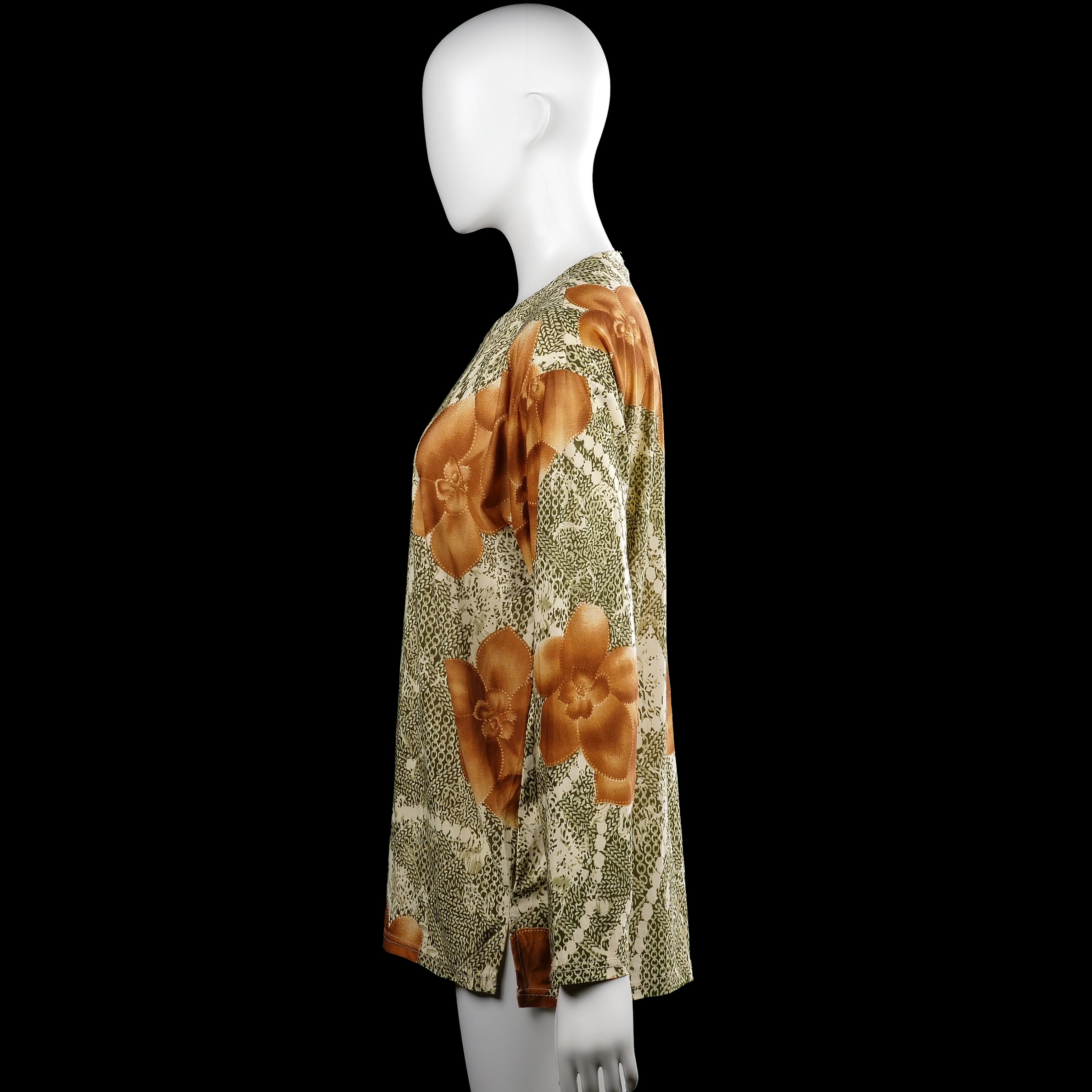 Long-sleeve top - Olive & Brown - Size M, L