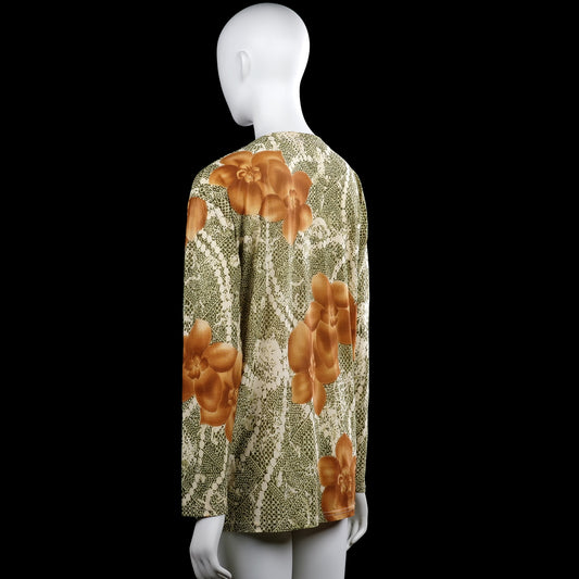 Long-sleeve top - Olive & Brown - Size M, L