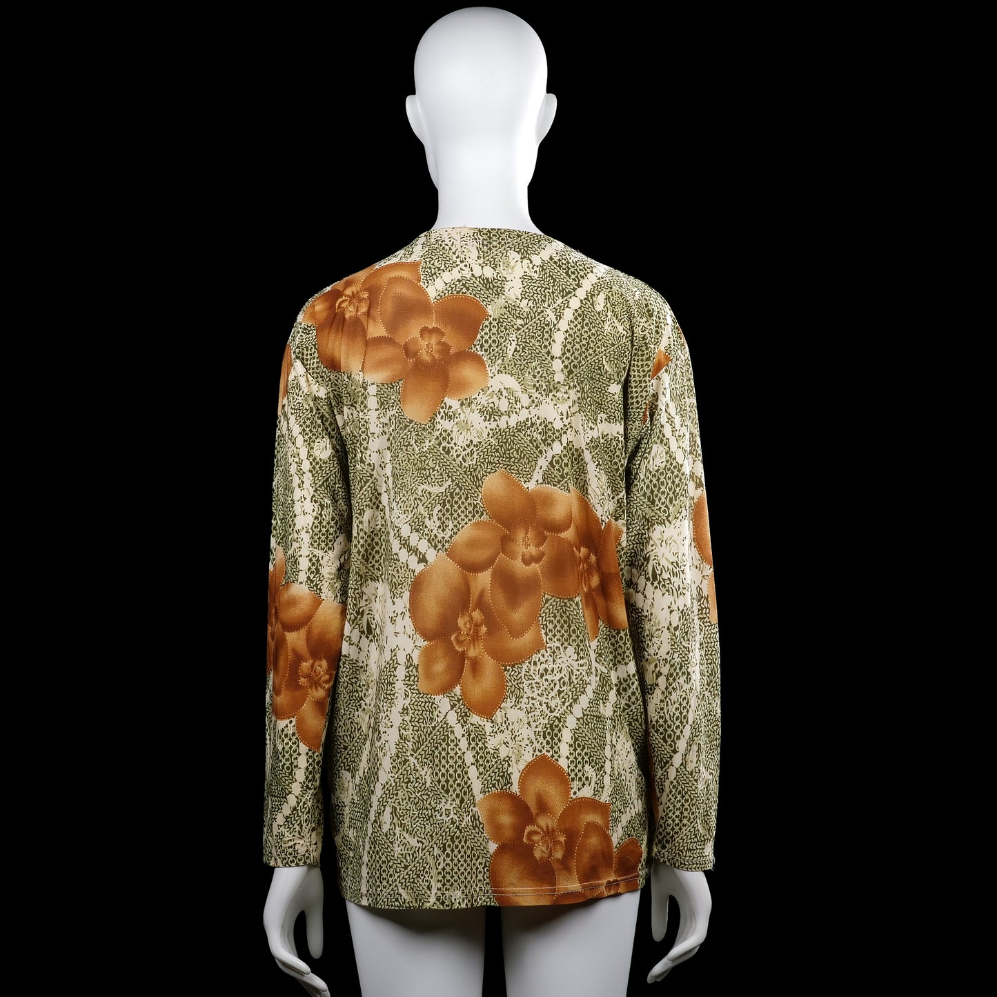 Long-sleeve top - Olive & Brown - Size M, L