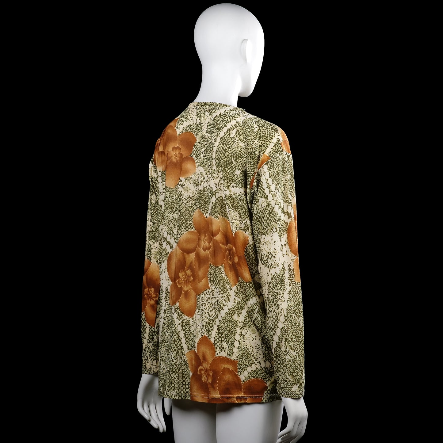 Long-sleeve top - Olive & Brown - Size M, L