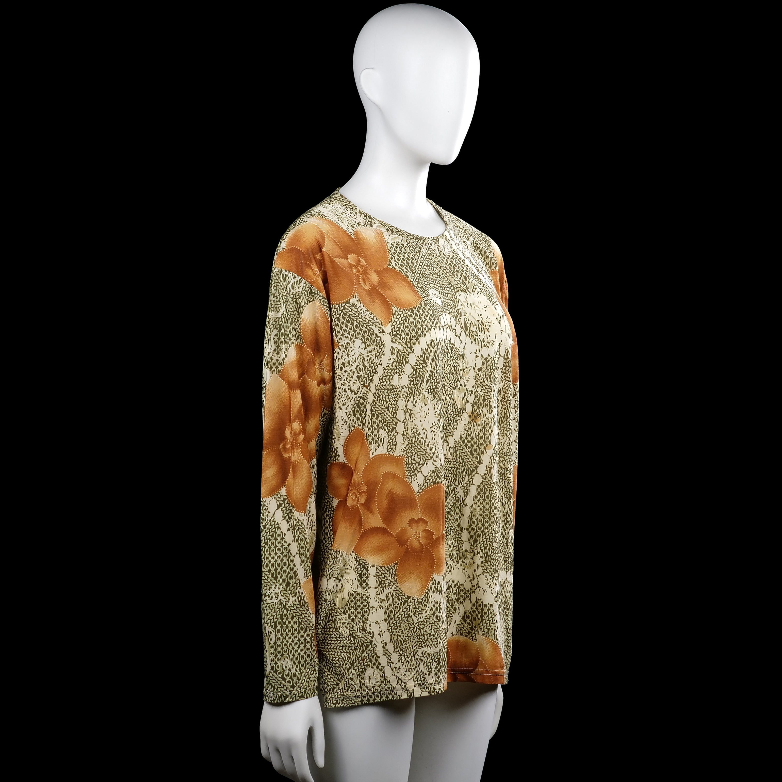Long-sleeve top - Olive & Brown - Size M, L