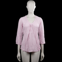 Sincerely loved - Long-sleeve top - Light Pink - Size S - Light pink solid top with a V-neck and three-quarter sleeves with plain cuffs. Features gathered detailing at the front neckline and a curved hem.